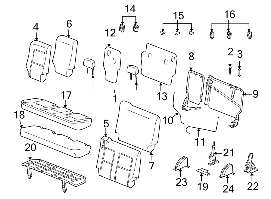 Diagram SEATS & TRACKS. REAR SEAT COMPONENTS. for your 2005 Chevrolet Express 2500   