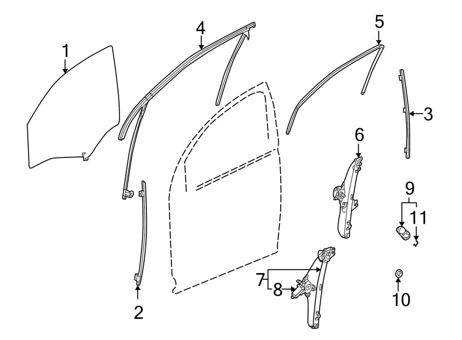 Diagram FRONT DOOR. GLASS & HARDWARE. for your 2013 Chevrolet Spark   