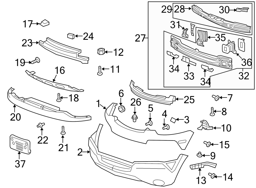 FRONT BUMPER & GRILLE. BUMPER & COMPONENTS.