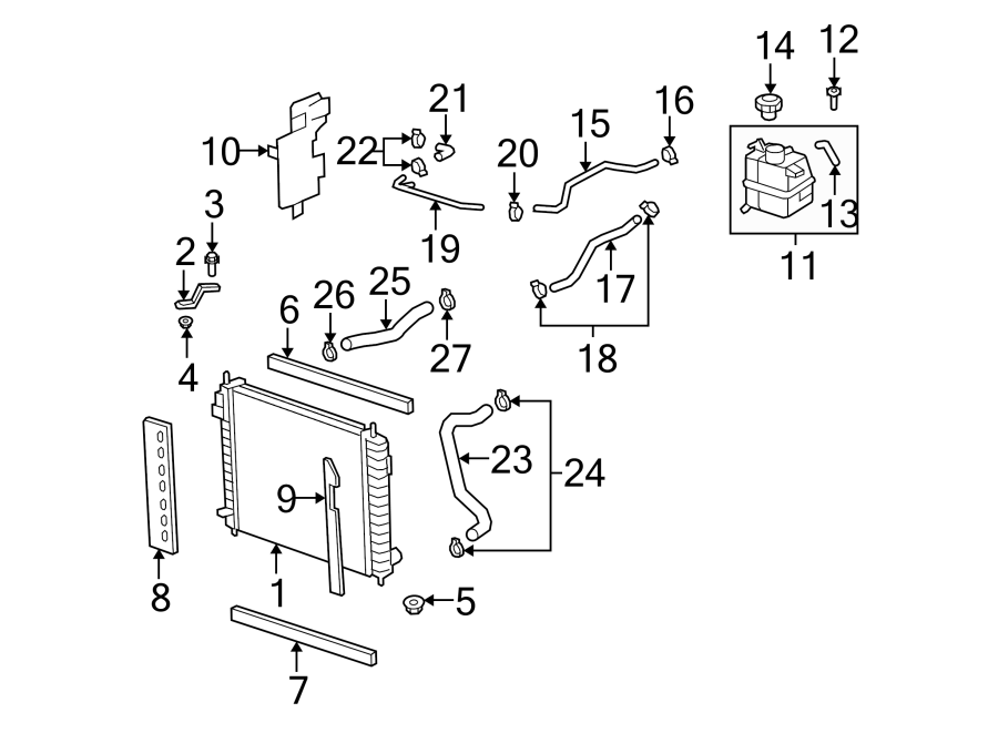 Diagram RADIATOR & COMPONENTS. for your 2001 Chevrolet Camaro   