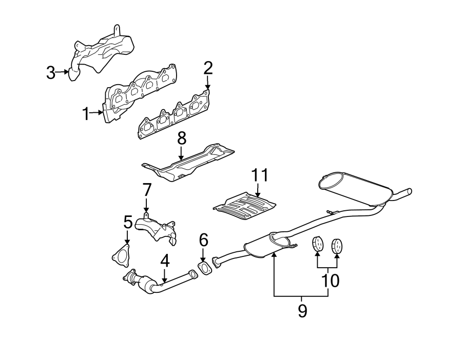 Diagram EXHAUST SYSTEM. EXHAUST COMPONENTS. MANIFOLD. for your 2019 Chevrolet Camaro  SS Coupe 