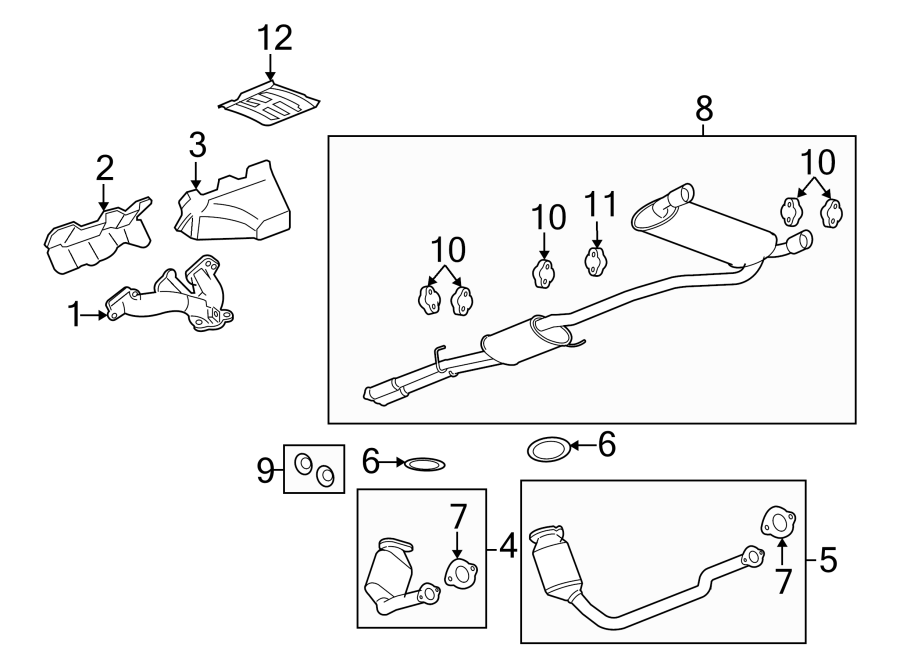 Diagram EXHAUST SYSTEM. EXHAUST COMPONENTS. MANIFOLD. for your 2014 GMC Sierra 2500 HD 6.0L Vortec V8 CNG A/T RWD WT Standard Cab Pickup 