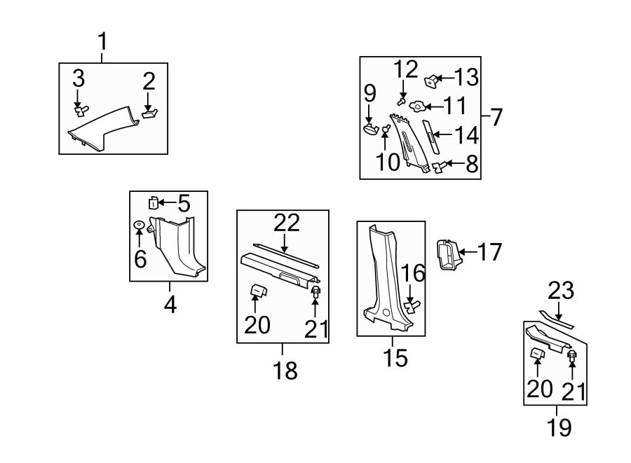 Diagram PILLARS. ROCKER & FLOOR. INTERIOR TRIM. for your 2005 Chevrolet Express 2500   