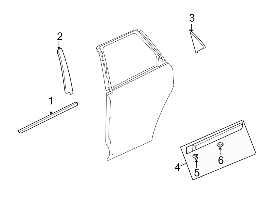 Diagram REAR DOOR. EXTERIOR TRIM. for your 2013 Chevrolet Spark   