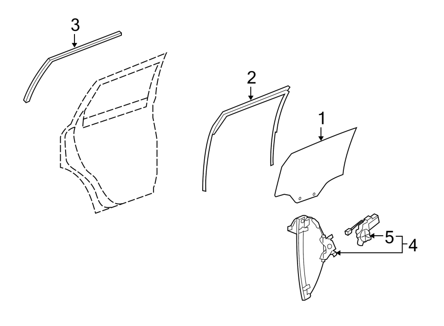 Diagram REAR DOOR. GLASS & HARDWARE. for your 2021 Chevrolet Spark   