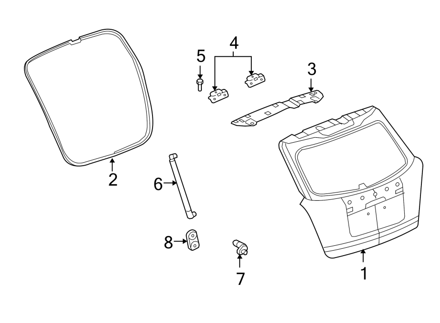 Diagram GATE & HARDWARE. for your 2021 Chevrolet Camaro 6.2L V8 M/T SS Coupe 