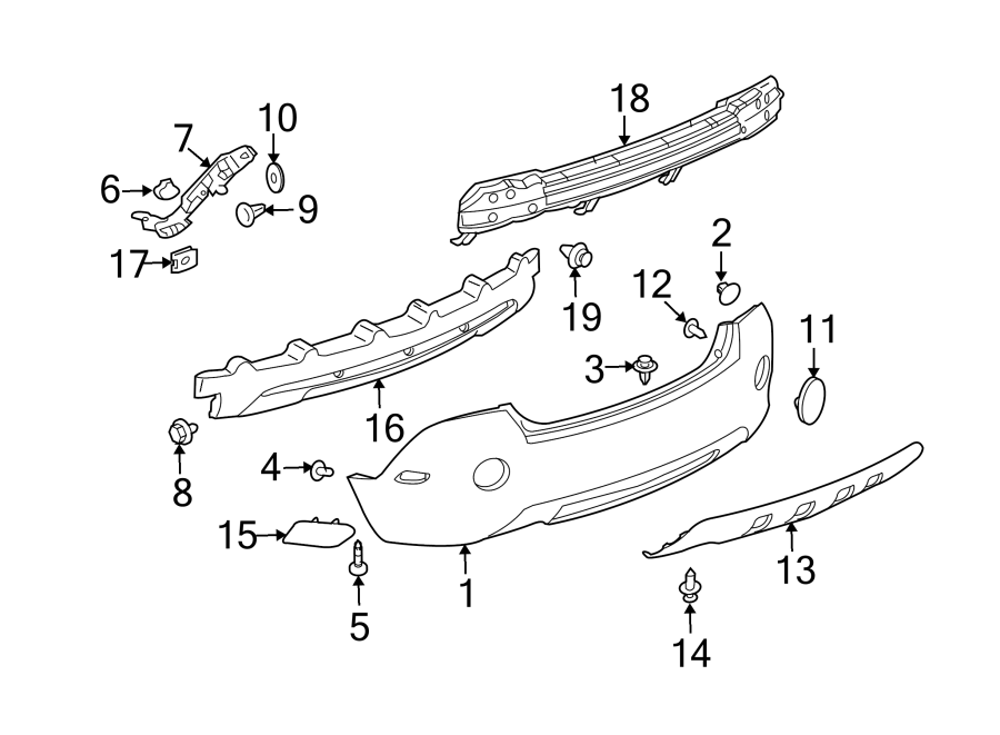 Diagram REAR BUMPER. BUMPER & COMPONENTS. for your 2008 Chevrolet Suburban 1500   