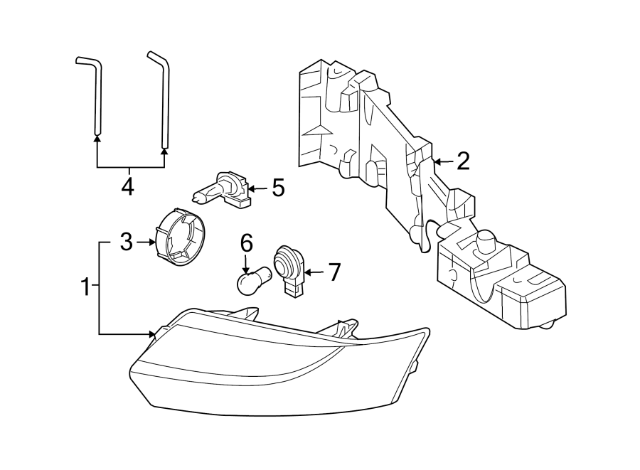 Diagram FRONT LAMPS. HEADLAMP COMPONENTS. for your 2003 GMC Sierra 2500 HD 8.1L Vortec V8 M/T 4WD SLT Extended Cab Pickup 