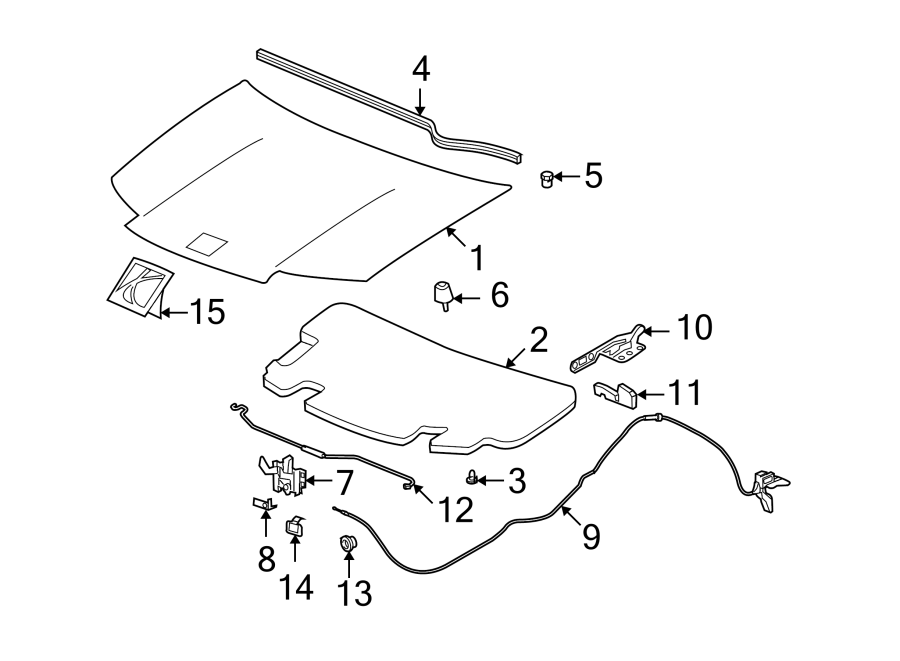 Diagram EXTERIOR TRIM. HOOD & COMPONENTS. for your 2020 Chevrolet Spark 1.4L Ecotec M/T LT Hatchback 