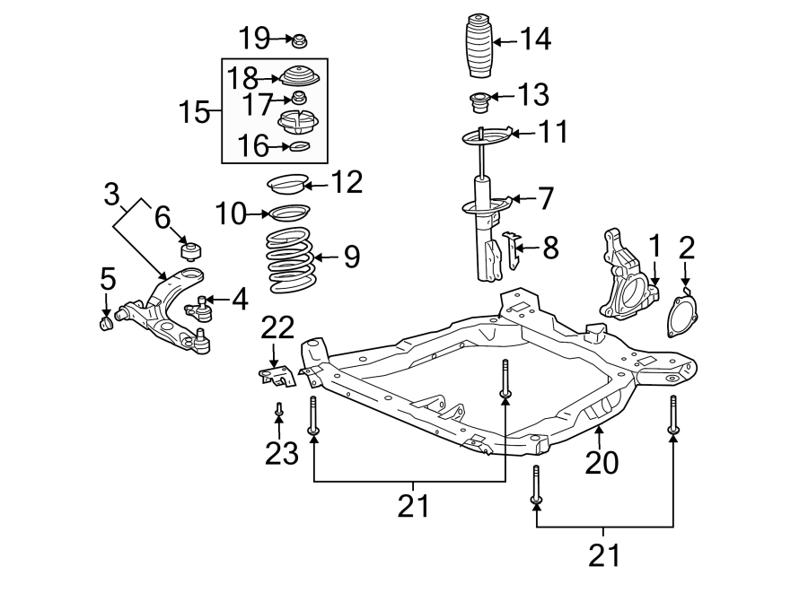 Diagram FRONT SUSPENSION. SUSPENSION COMPONENTS. for your 2013 GMC Sierra 2500 HD 6.0L Vortec V8 CNG A/T RWD SLE Crew Cab Pickup Fleetside 