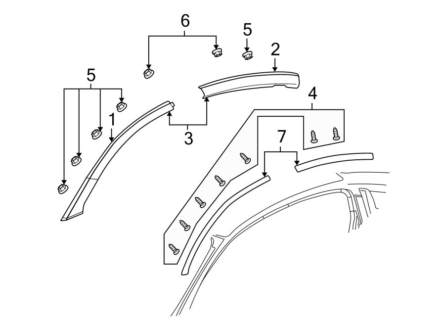 Diagram ROOF. EXTERIOR TRIM. for your 2007 Chevrolet Tahoe    