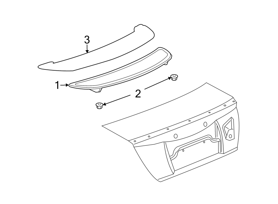 Diagram TRUNK LID. SPOILER. for your 2006 GMC Sierra 3500 6.6L Duramax V8 DIESEL A/T RWD SLT Crew Cab Pickup 