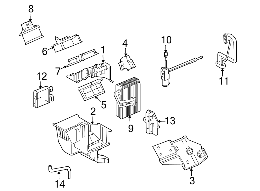 Diagram Air conditioner & heater. Evaporator & heater components. for your 2005 Chevrolet Astro   