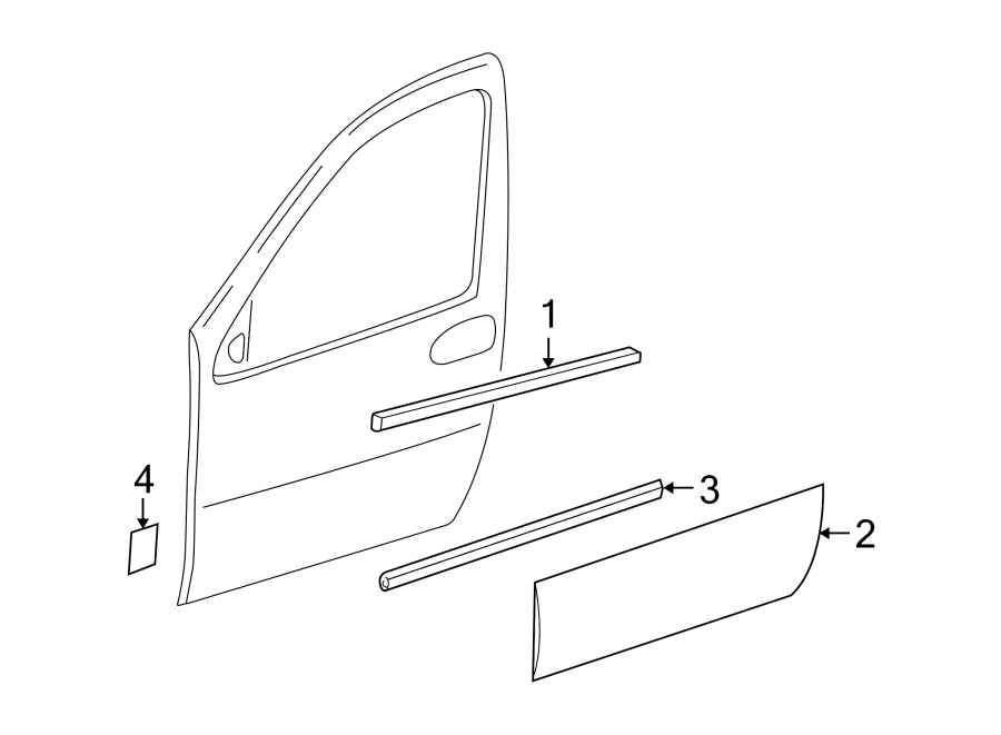 1FRONT DOOR. EXTERIOR TRIM.https://images.simplepart.com/images/parts/motor/fullsize/IF05400.png