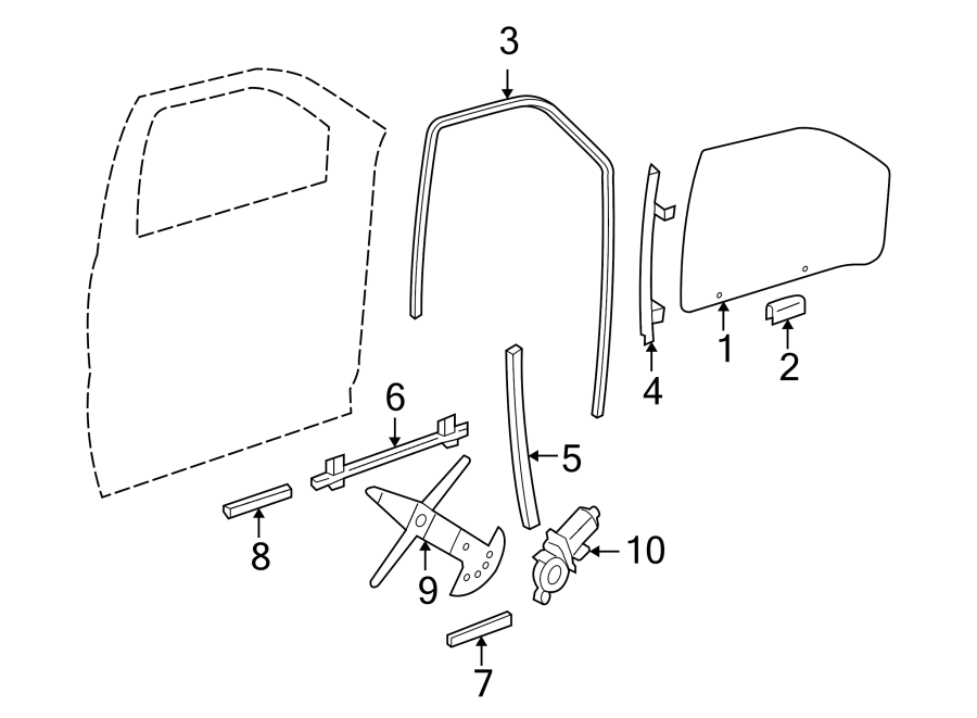 Diagram FRONT DOOR. GLASS & HARDWARE. for your 2020 Chevrolet Spark   