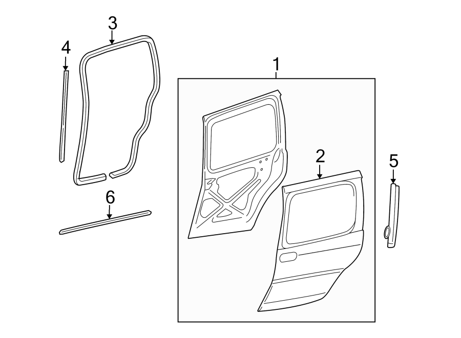 Diagram SIDE LOADING DOOR. DOOR & COMPONENTS. for your 2008 Buick Enclave    