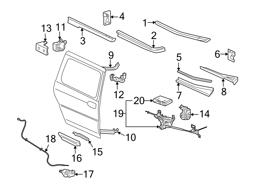 15SIDE LOADING DOOR. TRACKS & COMPONENTS.https://images.simplepart.com/images/parts/motor/fullsize/IF05445.png