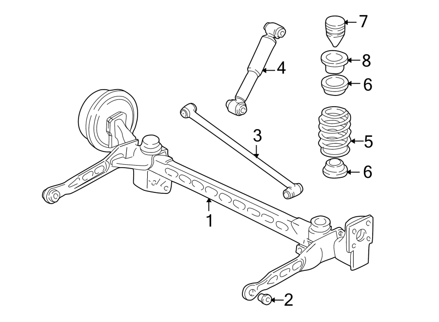 Diagram REAR SUSPENSION. SUSPENSION COMPONENTS. for your 2002 GMC Sierra 2500 HD 8.1L Vortec V8 M/T RWD SL Standard Cab Pickup Fleetside 