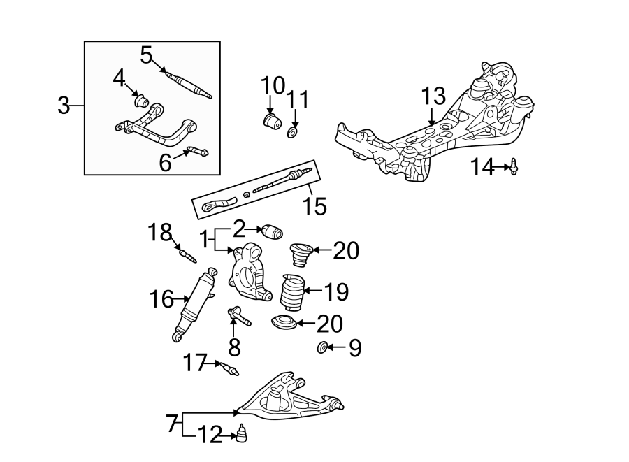 Diagram REAR SUSPENSION. SUSPENSION COMPONENTS. for your 2019 GMC Sierra 2500 HD 6.0L Vortec V8 CNG A/T 4WD SLT Extended Cab Pickup Fleetside 