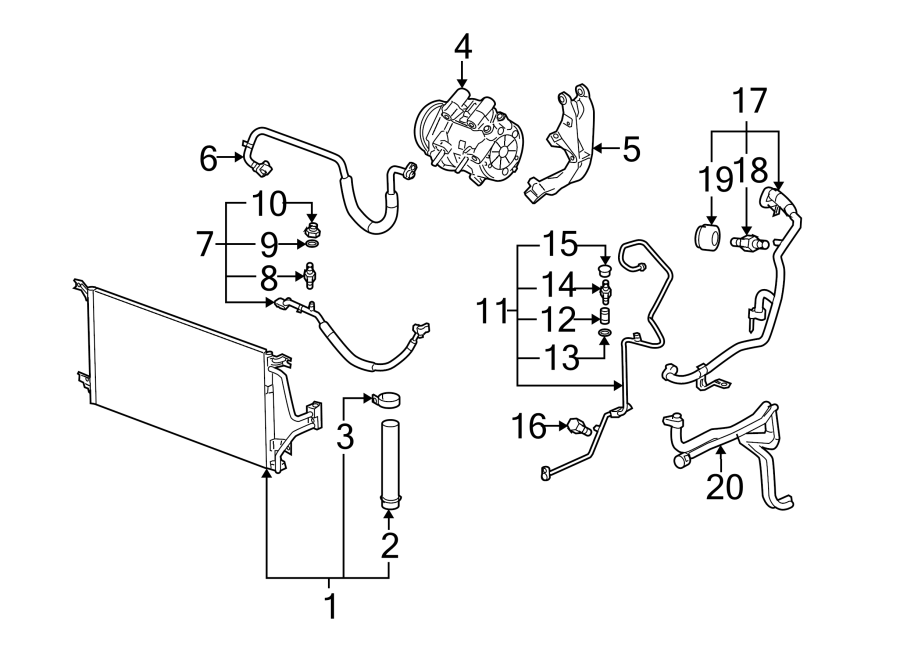 Diagram AIR CONDITIONER & HEATER. COMPRESSOR & LINES. CONDENSER. for your 2007 Saturn Relay  2 Mini Passenger Van 3.9L V6 A/T 