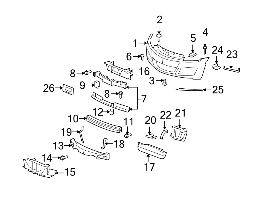 Diagram FRONT BUMPER & GRILLE. BUMPER & COMPONENTS. for your 2005 Chevrolet Corvette   