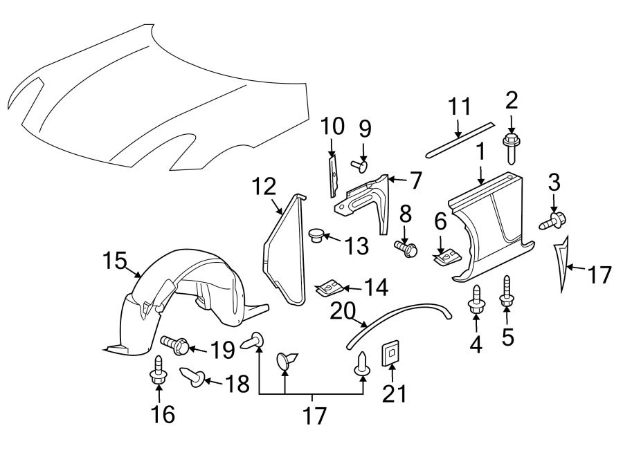 Diagram EXTERIOR TRIM. FENDER & COMPONENTS. for your 2020 Chevrolet Spark   