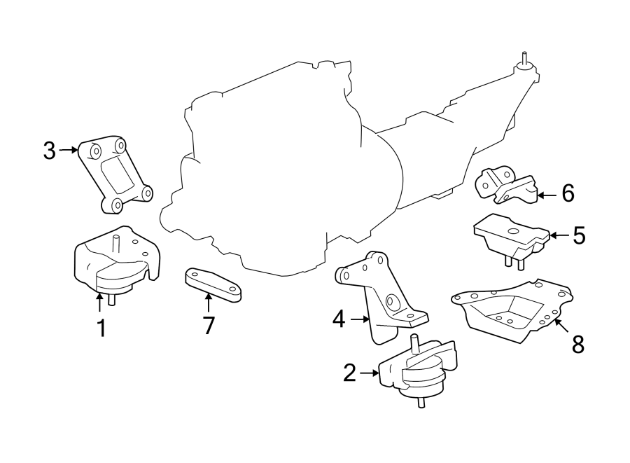 Diagram ENGINE & TRANS MOUNTING. for your 2002 Chevrolet Camaro 5.7L Chevrolet V8 A/T Z28 Coupe 