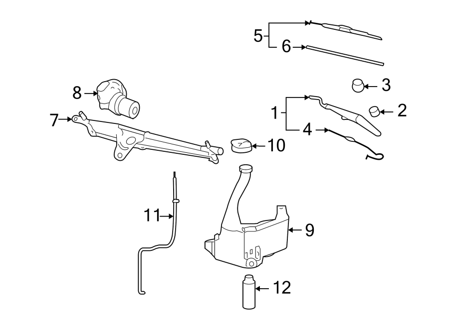 WINDSHIELD. WIPER & WASHER COMPONENTS. Diagram