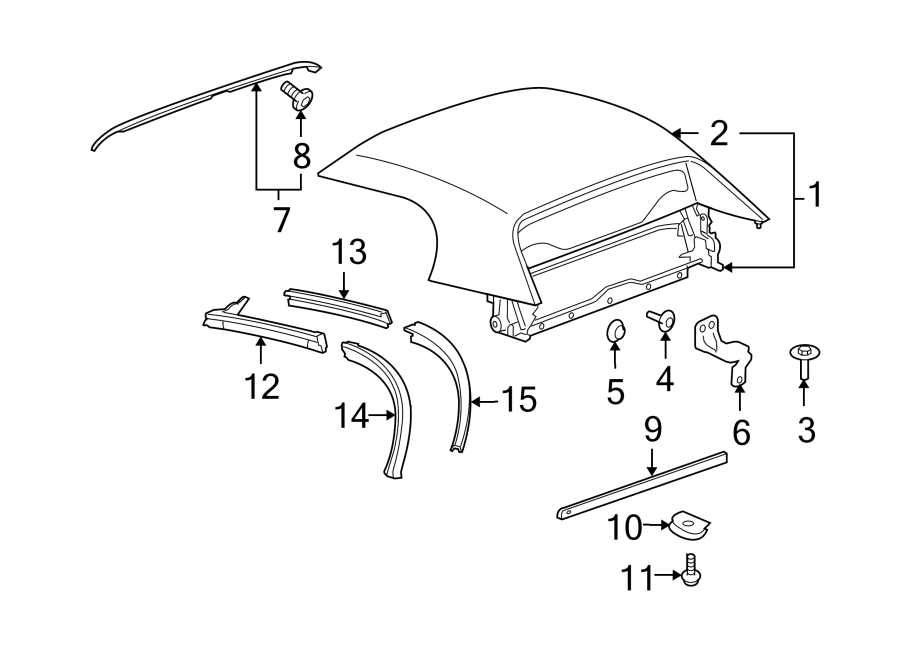 Diagram CONVERTIBLE/SOFT TOP. COVER & COMPONENTS. for your Saturn Sky  