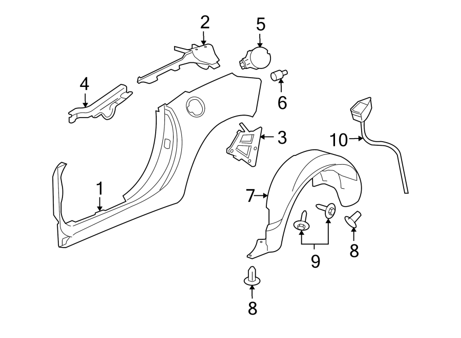 Diagram QUARTER PANEL & COMPONENTS. for your 2005 Chevrolet Express 1500   