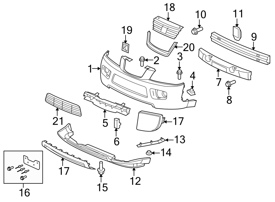 19FRONT BUMPER & GRILLE. BUMPER & COMPONENTS.https://images.simplepart.com/images/parts/motor/fullsize/IH07010.png