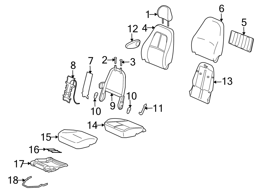 Diagram SEATS & TRACKS. FRONT SEAT COMPONENTS. for your 2005 Chevrolet Express 2500   