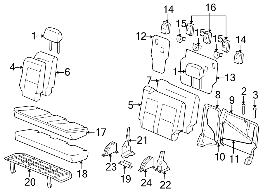 Diagram SEATS & TRACKS. REAR SEAT COMPONENTS. for your 2005 Chevrolet Express 3500   