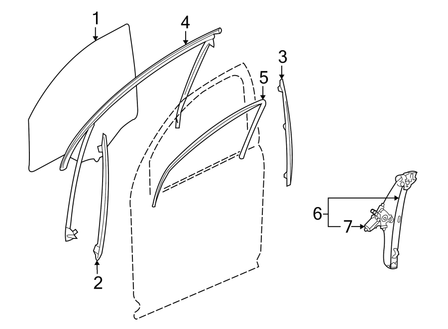 Diagram FRONT DOOR. GLASS & HARDWARE. for your 2013 Chevrolet Spark   