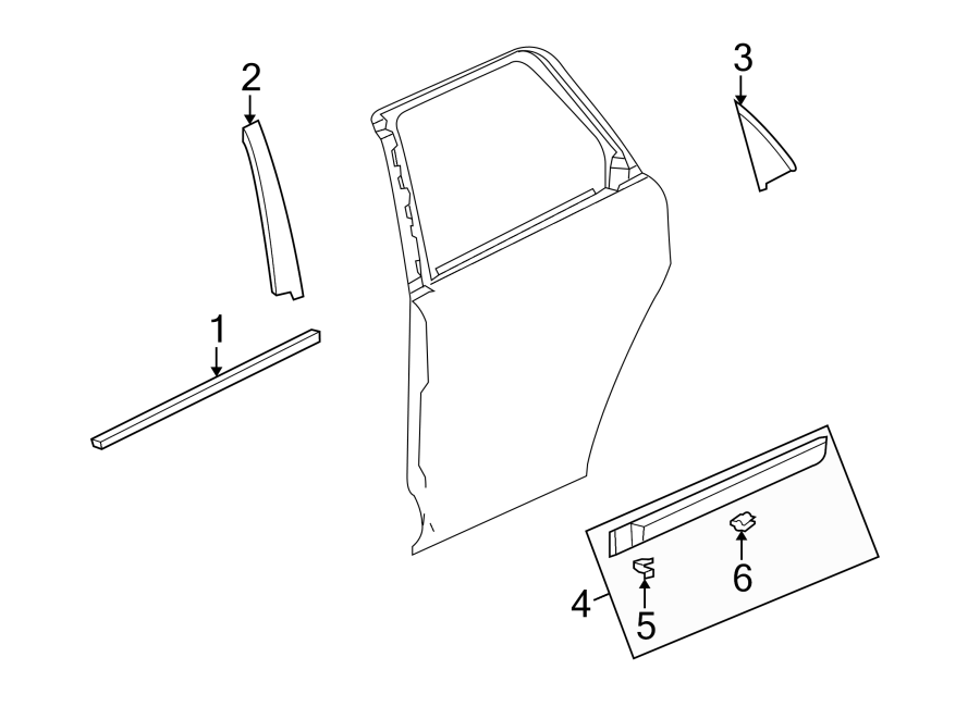 Diagram REAR DOOR. EXTERIOR TRIM. for your 2013 Chevrolet Spark   