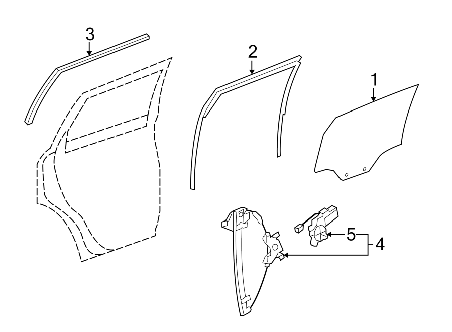 Diagram REAR DOOR. GLASS & HARDWARE. for your 2015 Chevrolet Spark 1.2L Ecotec CVT LT Hatchback 