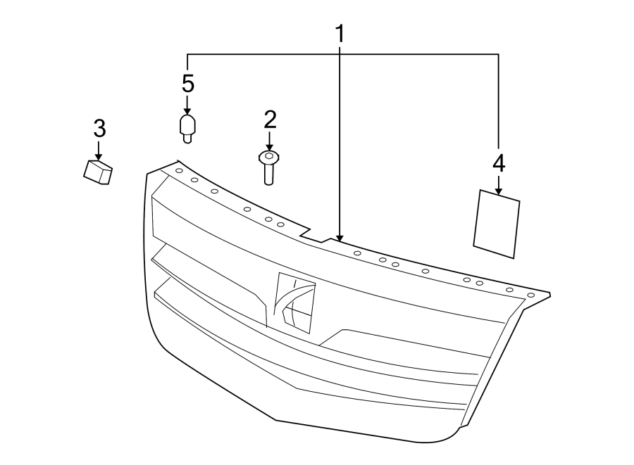 Diagram GRILLE & COMPONENTS. for your 2021 GMC Sierra 2500 HD 6.6L Duramax V8 DIESEL A/T 4WD Base Extended Cab Pickup Fleetside 