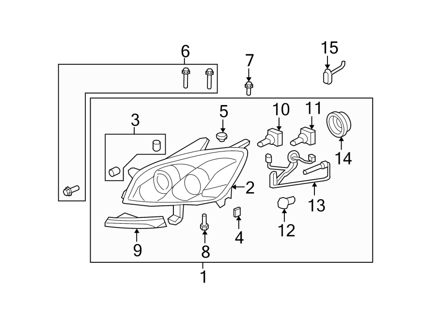 Diagram FRONT LAMPS. HEADLAMP COMPONENTS. for your 2005 Chevrolet Monte Carlo SS Coupe  