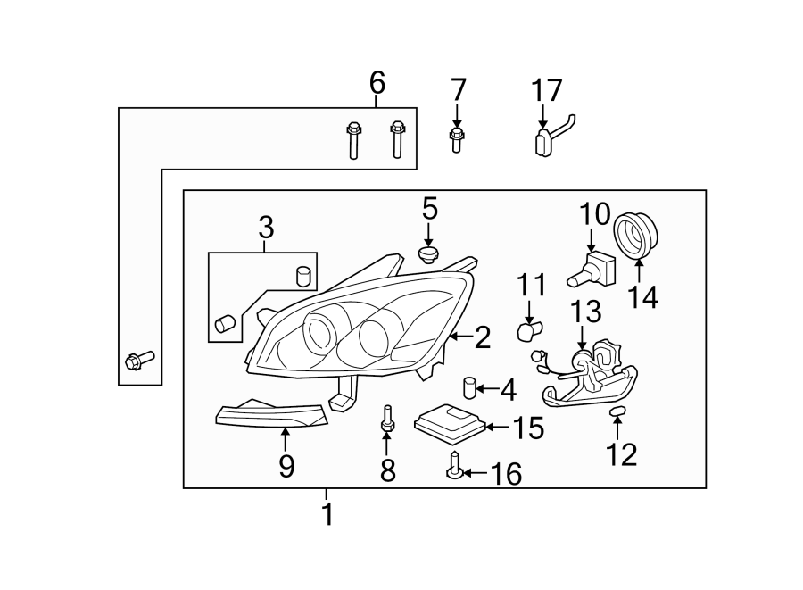 Diagram FRONT LAMPS. HEADLAMP COMPONENTS. for your 2005 Chevrolet Monte Carlo   