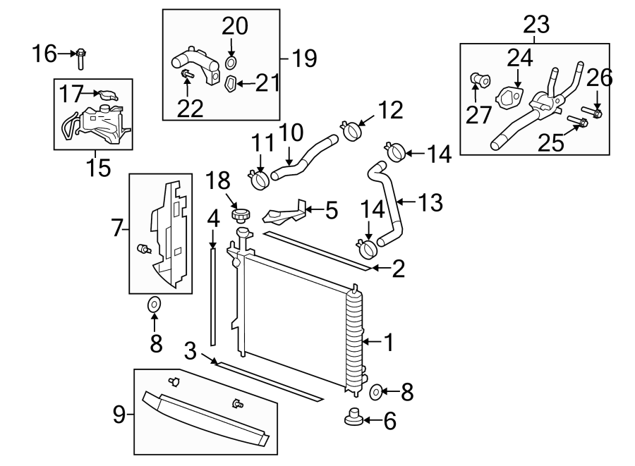 Diagram RADIATOR & COMPONENTS. for your 2024 Chevrolet Equinox   