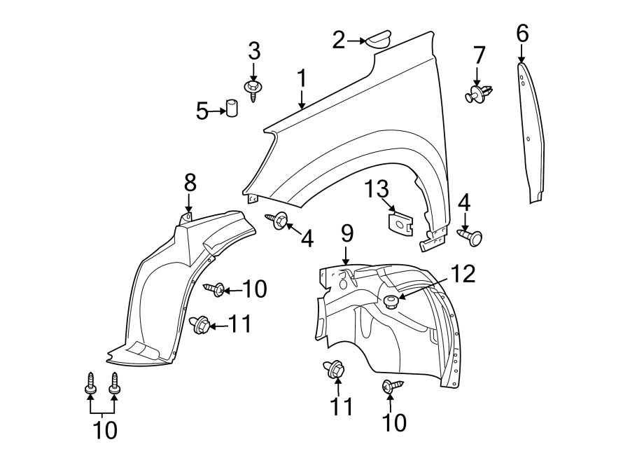 Diagram Fender & components. for your 2023 Buick Enclave    