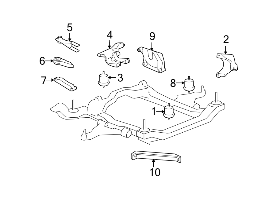 Diagram ENGINE / TRANSAXLE. ENGINE & TRANS MOUNTING. for your 2005 Chevrolet Express 2500 Base Extended Cargo Van 6.0L Vortec V8 A/T AWD 