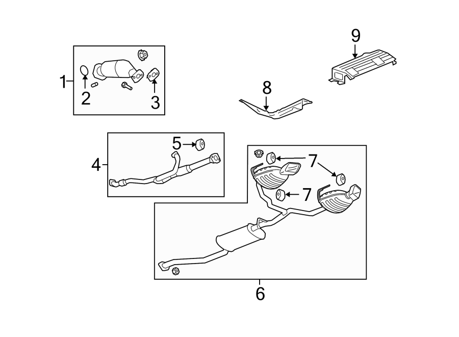 Diagram EXHAUST SYSTEM. EXHAUST COMPONENTS. for your 2005 Chevrolet Venture    