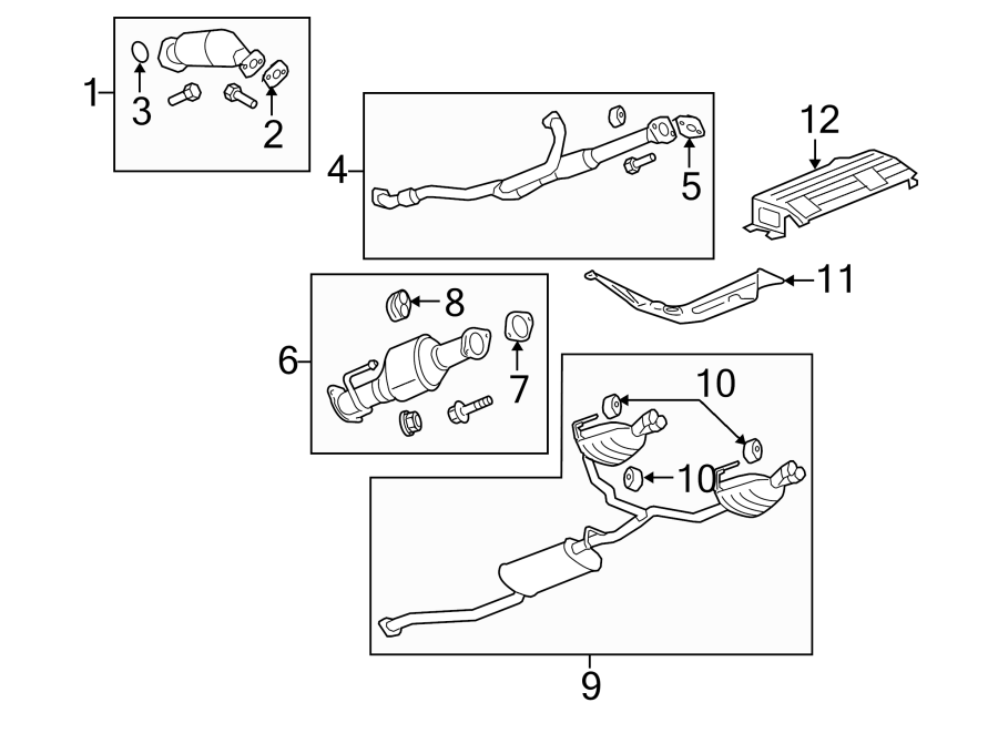 Diagram EXHAUST SYSTEM. EXHAUST COMPONENTS. for your 2024 Chevrolet Camaro  LT1 Convertible 