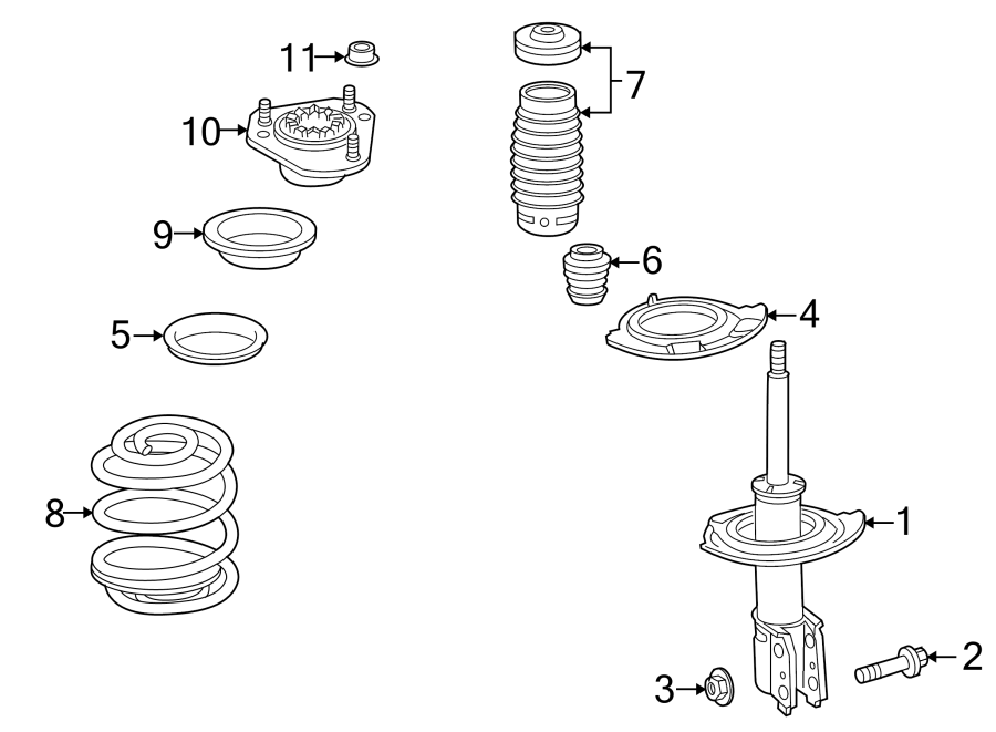 Diagram FRONT SUSPENSION. STRUTS & COMPONENTS. for your 2023 Chevrolet Equinox  LS Sport Utility 