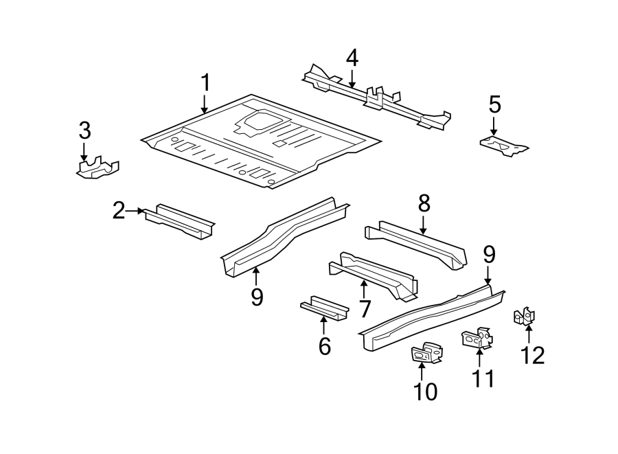 Diagram PILLARS. ROCKER & FLOOR. FLOOR & RAILS. for your 2018 Chevrolet Equinox 1.6L DIESEL A/T 4WD LT Sport Utility 