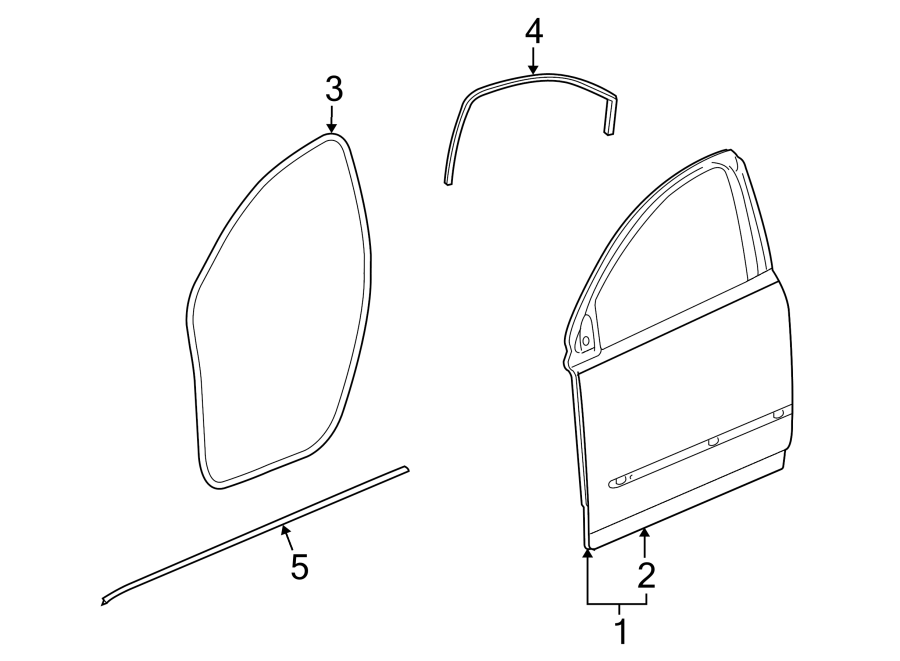 Diagram FRONT DOOR. DOOR & COMPONENTS. for your 2002 GMC Sierra 3500 6.0L Vortec V8 M/T RWD Base Extended Cab Pickup Fleetside 