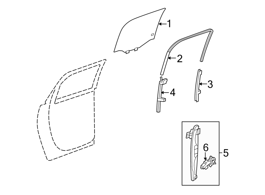 Diagram REAR DOOR. GLASS & HARDWARE. for your 2013 Chevrolet Spark   