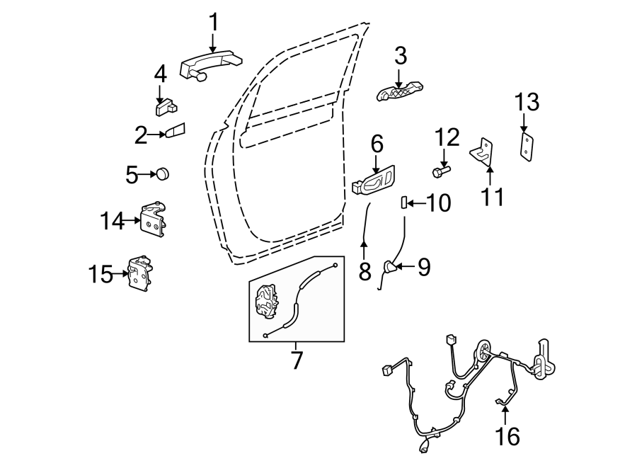 Diagram REAR DOOR. LOCK & HARDWARE. for your Saturn