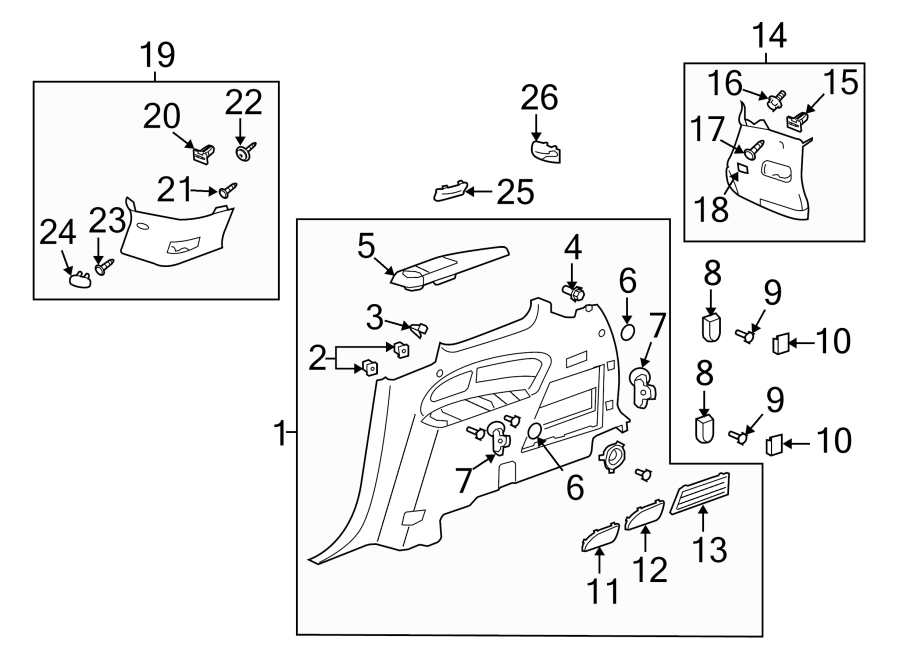 Diagram QUARTER PANEL. INTERIOR TRIM. for your 2005 Chevrolet Trailblazer   